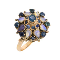 Vintage sapphire and moonstone turban ring-Vintage Rings-The Antique Ring Shop