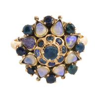 Vintage sapphire and moonstone turban ring-Vintage Rings-The Antique Ring Shop