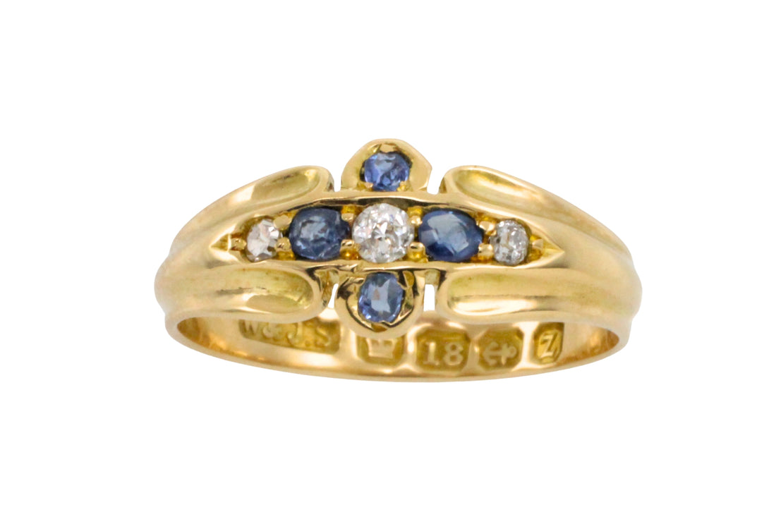 Victorian sapphire and diamond ring from 1899-Antique rings-The Antique Ring Shop
