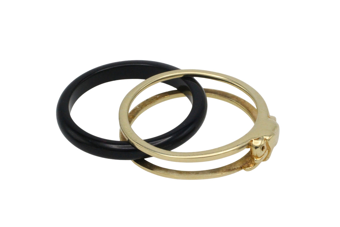 Onyx elephant ring in 14 carat gold-Rings-The Antique Ring Shop