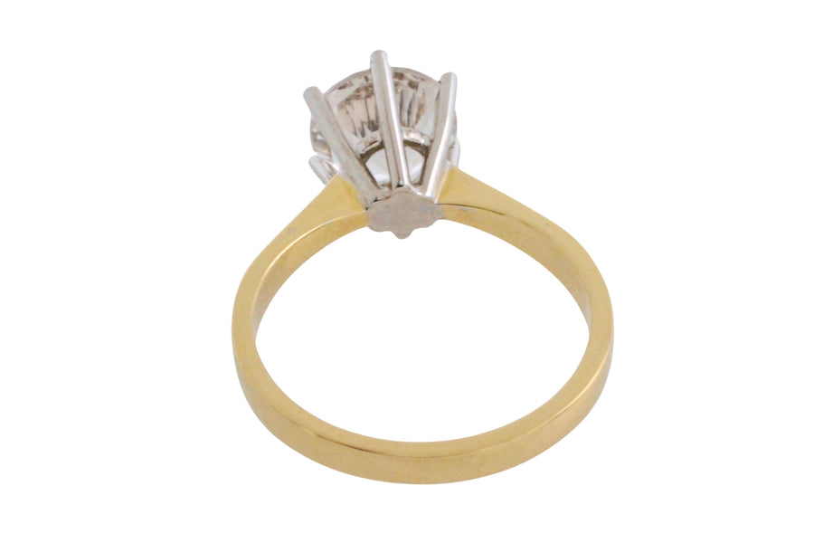 Gold solitaire ring with rock crystal stone-engagement rings-The Antique Ring Shop