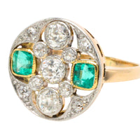 Art Deco old cut diamond and emerald ring-Vintage Rings-The Antique Ring Shop