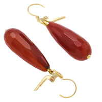 Carnelian pendant earrings in 14 carat gold-Earrings-The Antique Ring Shop