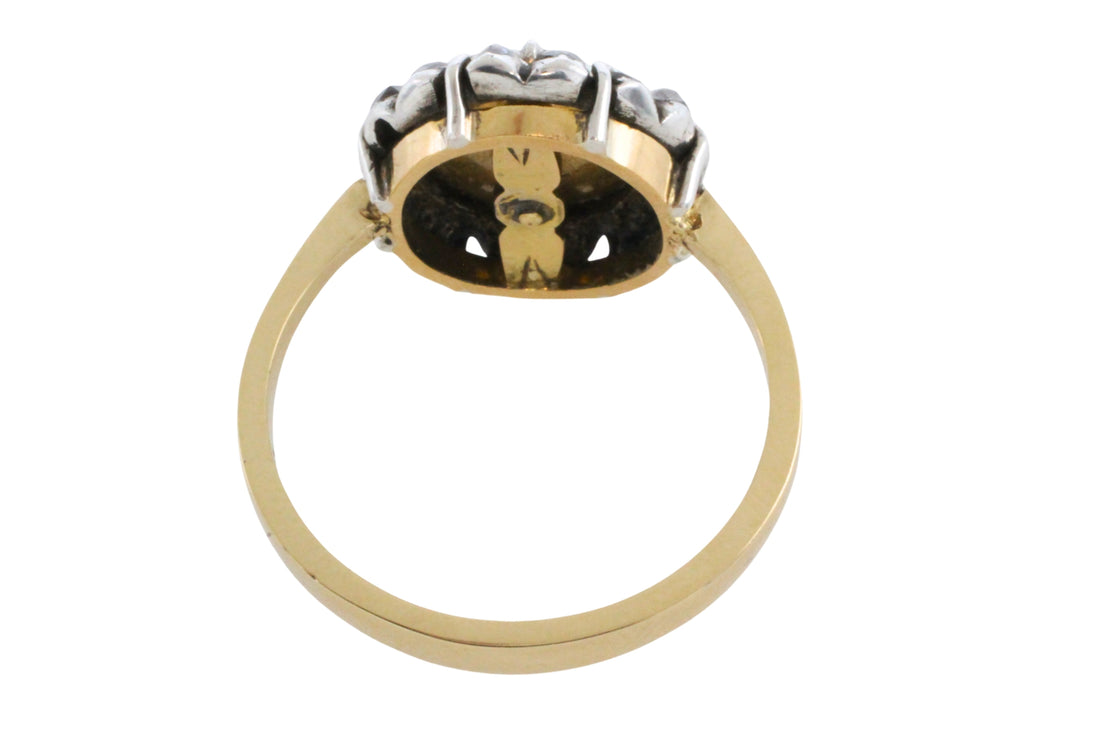 Vintage rose diamond ring in 14 carat gold and silver-engagement rings-The Antique Ring Shop