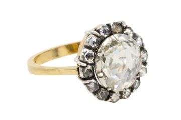 Vintage rose diamond ring in 14 carat gold and silver-engagement rings-The Antique Ring Shop