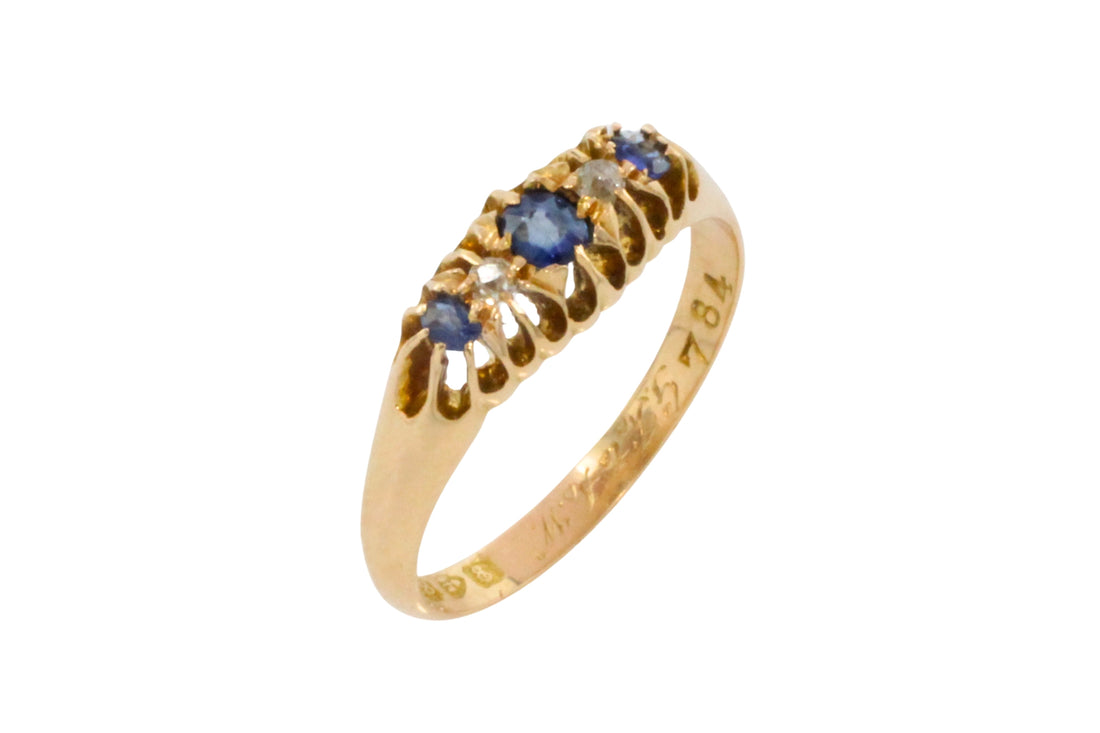 Edwardian sapphire and diamond ring from 1905-Antique rings-The Antique Ring Shop