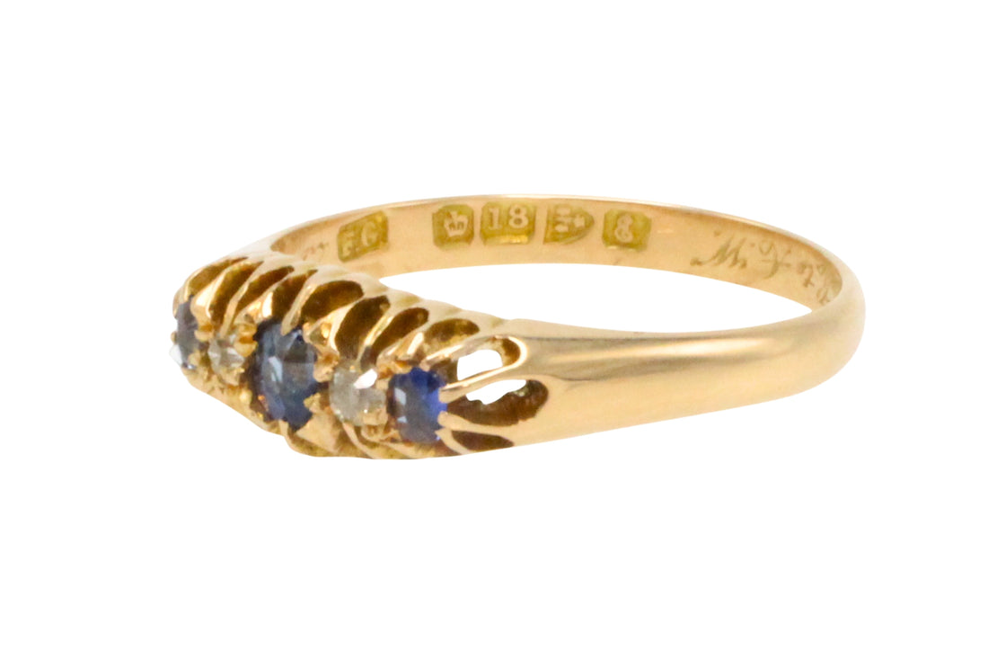 Edwardian sapphire and diamond ring from 1905-Antique rings-The Antique Ring Shop