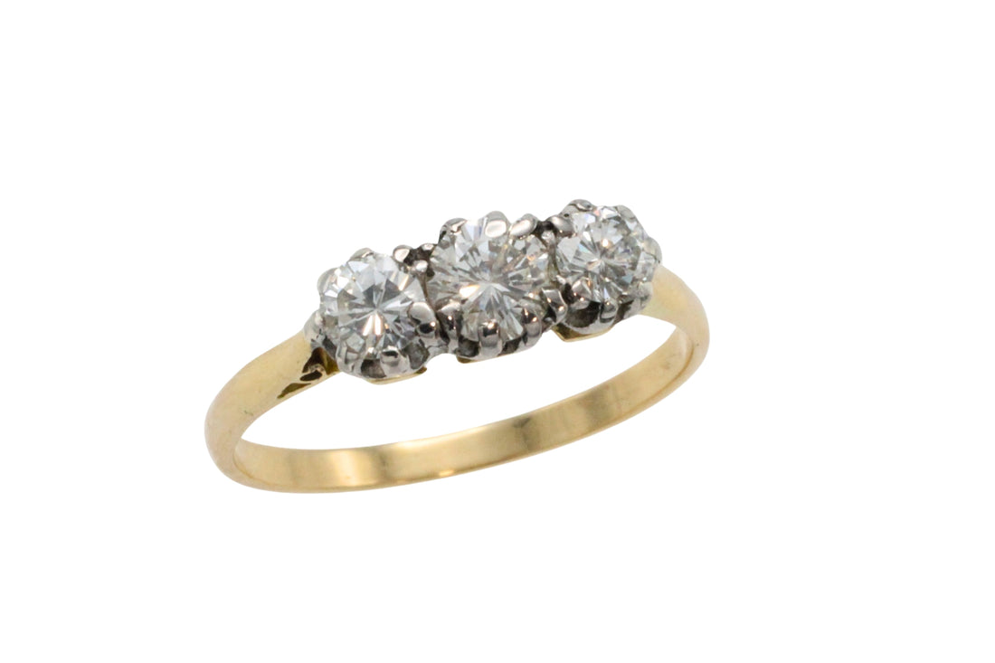 A vintage three stone ring in 18 carat gold-Vintage Rings-The Antique Ring Shop