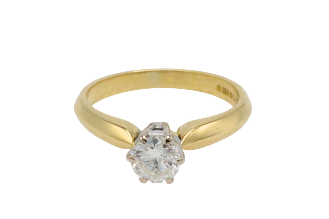 Vintage diamond solitaire ring in 18 carat gold-engagement rings-The Antique Ring Shop