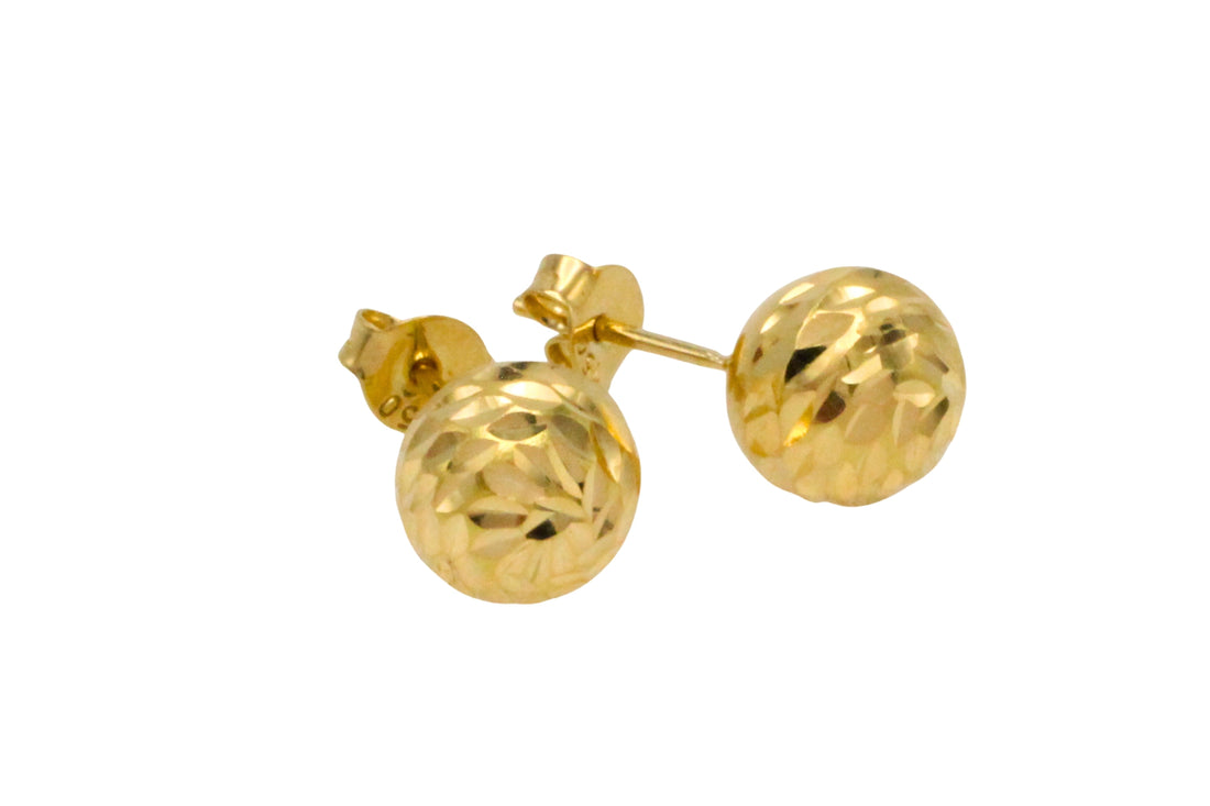 18 carat gold sphere stud earrings-Earrings-The Antique Ring Shop