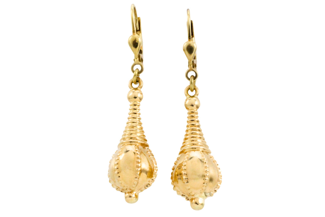 Vintage pendant earrings in 14 carat gold-The Antique Ring Shop