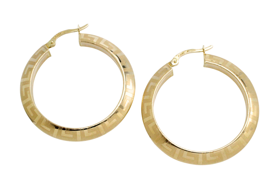 Hoop earrings with a meander-Earrings-The Antique Ring Shop