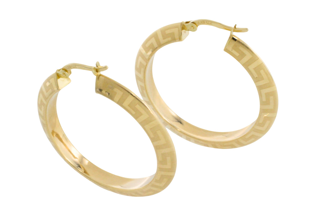 Hoop earrings with a meander-Earrings-The Antique Ring Shop