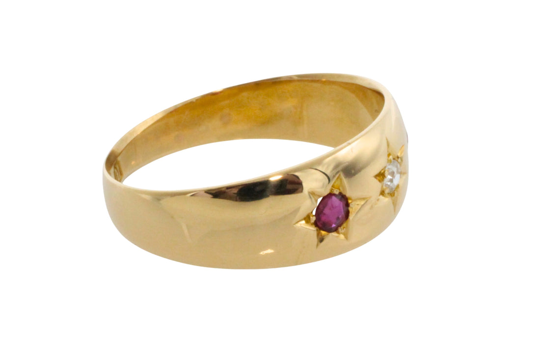 Ruby and diamond gypsy ring from 1895-Antique rings-The Antique Ring Shop