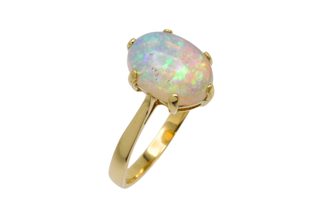 Cabochon opal ring in 18 carat gold-Vintage Rings-The Antique Ring Shop