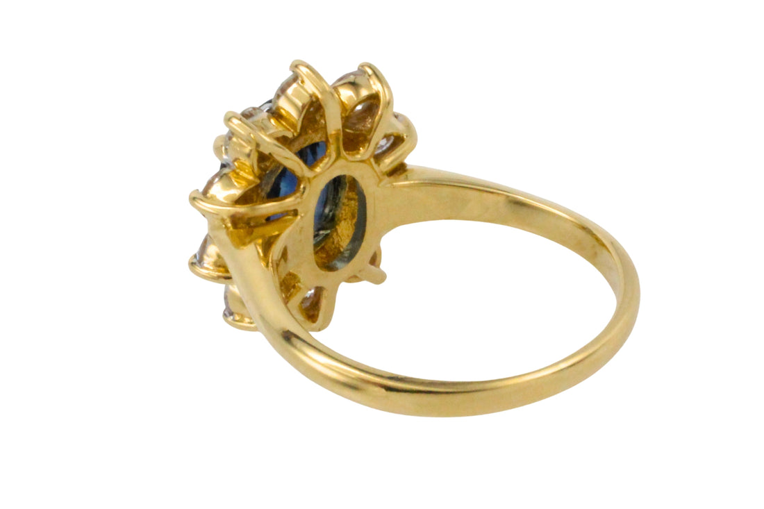 Vintage Sapphire and Diamond cluster-engagement rings-The Antique Ring Shop