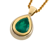 Emerald pendant in yellow and white gold-Pendants-The Antique Ring Shop