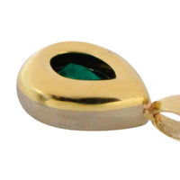 Emerald pendant in yellow and white gold-Pendants-The Antique Ring Shop