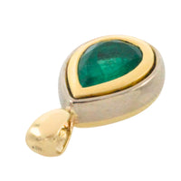 Emerald pendant in yellow and white gold-Pendants-The Antique Ring Shop