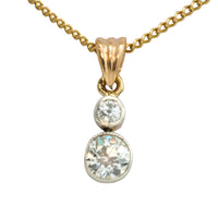 Old cut diamond pendant in 14 carat gold-Pendants-The Antique Ring Shop