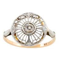 Art Deco filigree ring with old cut diamonds-Antique rings-The Antique Ring Shop