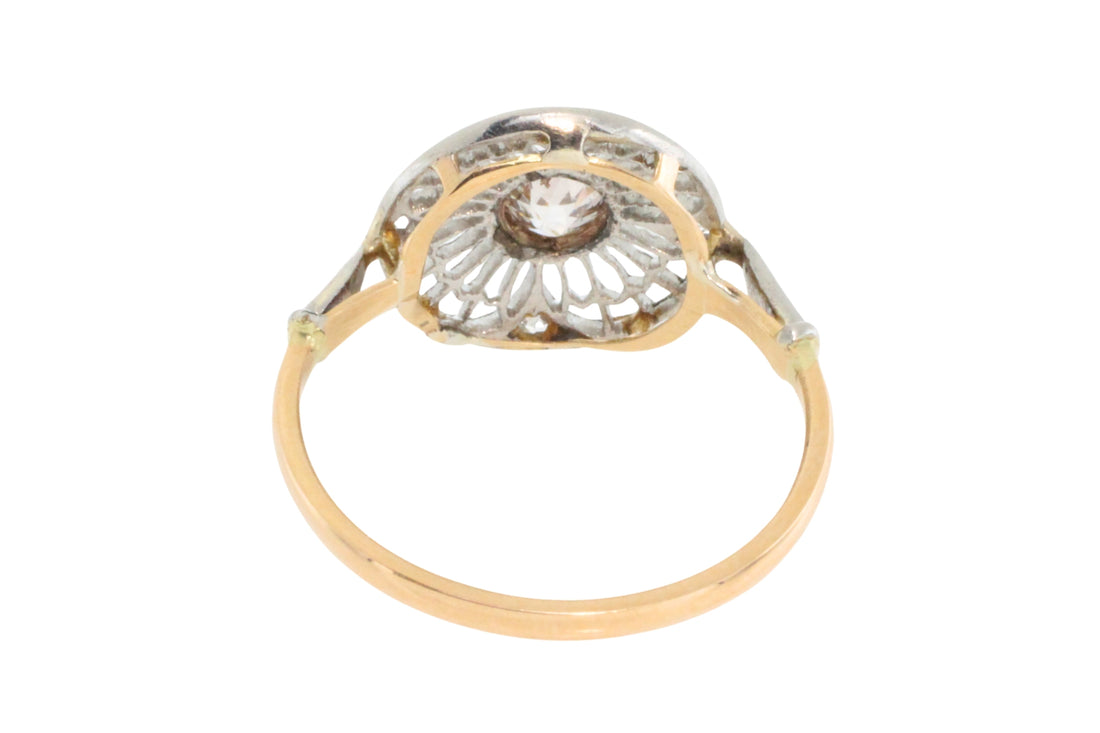 Art Deco filigree ring with old cut diamonds-Antique rings-The Antique Ring Shop