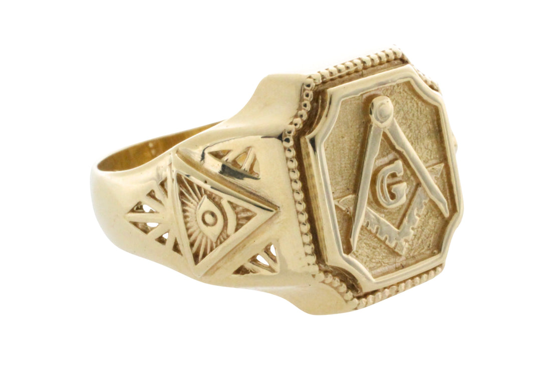 Vintage freemasons ring in 14 carat gold-gents rings-The Antique Ring Shop