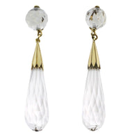 Vintage rock crystal pendant earrings-Earrings-The Antique Ring Shop