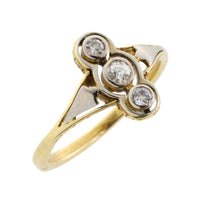 Antique diamond three stone ring in 14 carat gold
