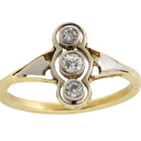 Antique diamond three stone ring in 14 carat gold