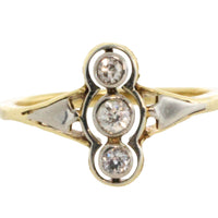 Antique diamond three stone ring in 14 carat gold
