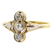 Antique diamond three stone ring in 14 carat gold