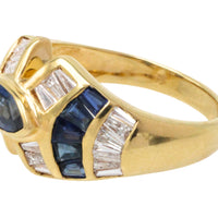 Sapphire and baguette cut diamond ring-Vintage Rings-The Antique Ring Shop
