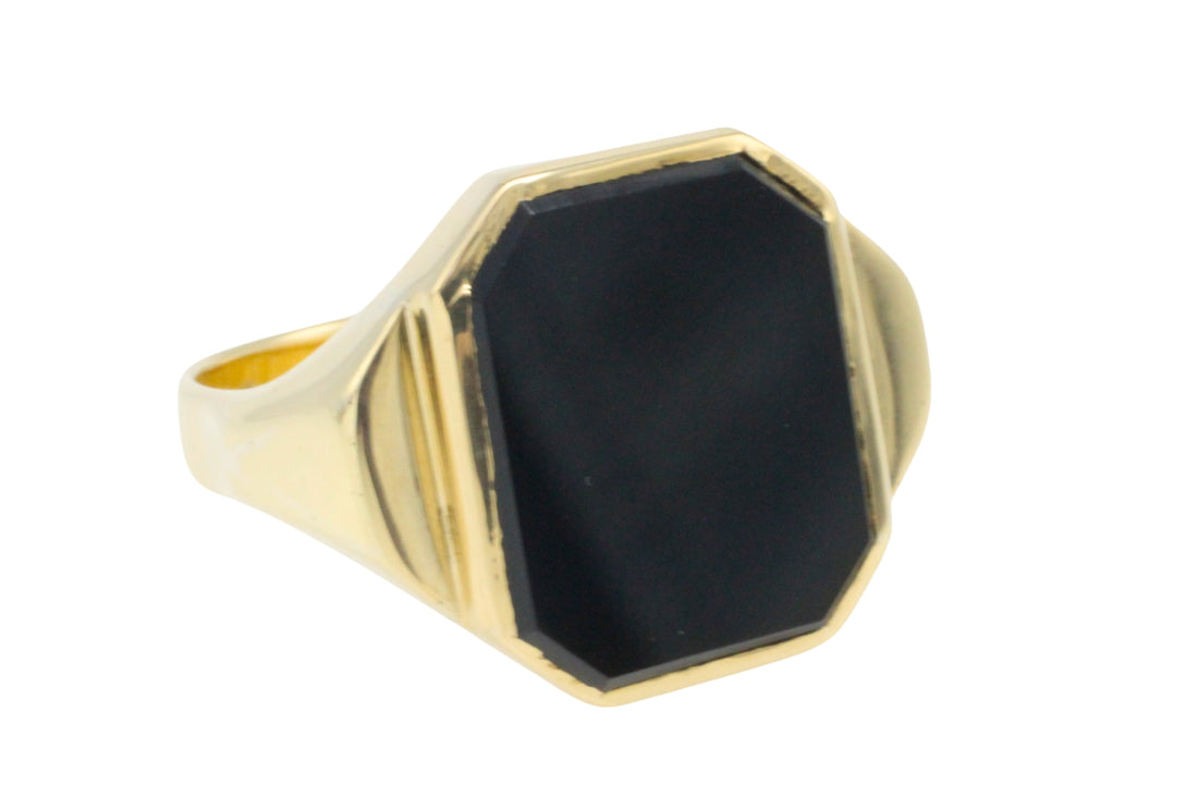 Vintage onyx signet ring in 14 carat gold-Vintage Rings-The Antique Ring Shop