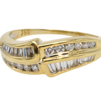 Baguette and brilliant cut diamond ring in 18 carat gold