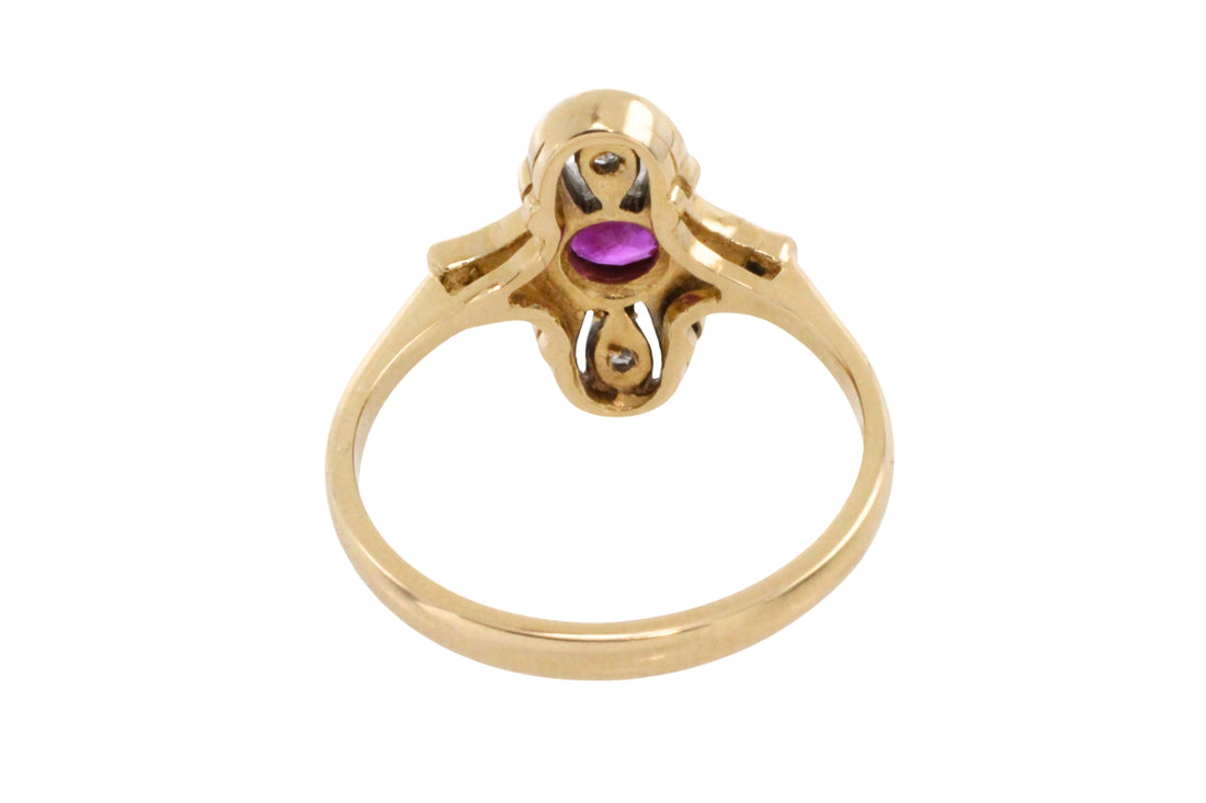 Art Deco ruby and diamond ring-Vintage Rings-The Antique Ring Shop