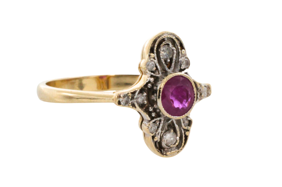 Art Deco ruby and diamond ring-Vintage Rings-The Antique Ring Shop