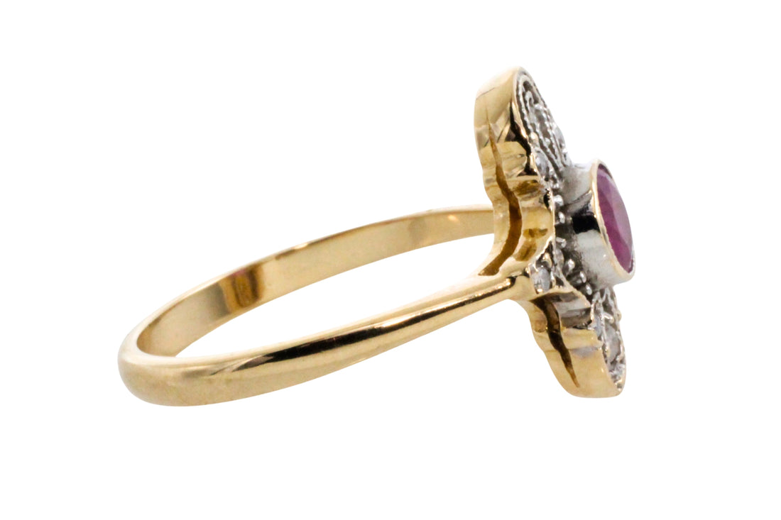 Art Deco ruby and diamond ring-Vintage Rings-The Antique Ring Shop
