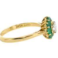 Emerald and diamond ring in platinum and gold-engagement rings-The Antique Ring Shop