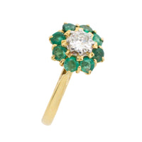 Emerald and diamond ring in platinum and gold-engagement rings-The Antique Ring Shop