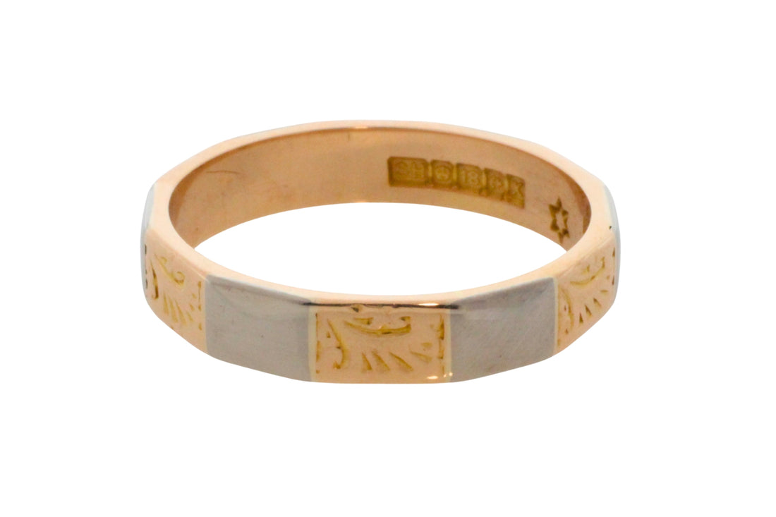 Vintage yellow and white gold wedding band-wedding rings-The Antique Ring Shop