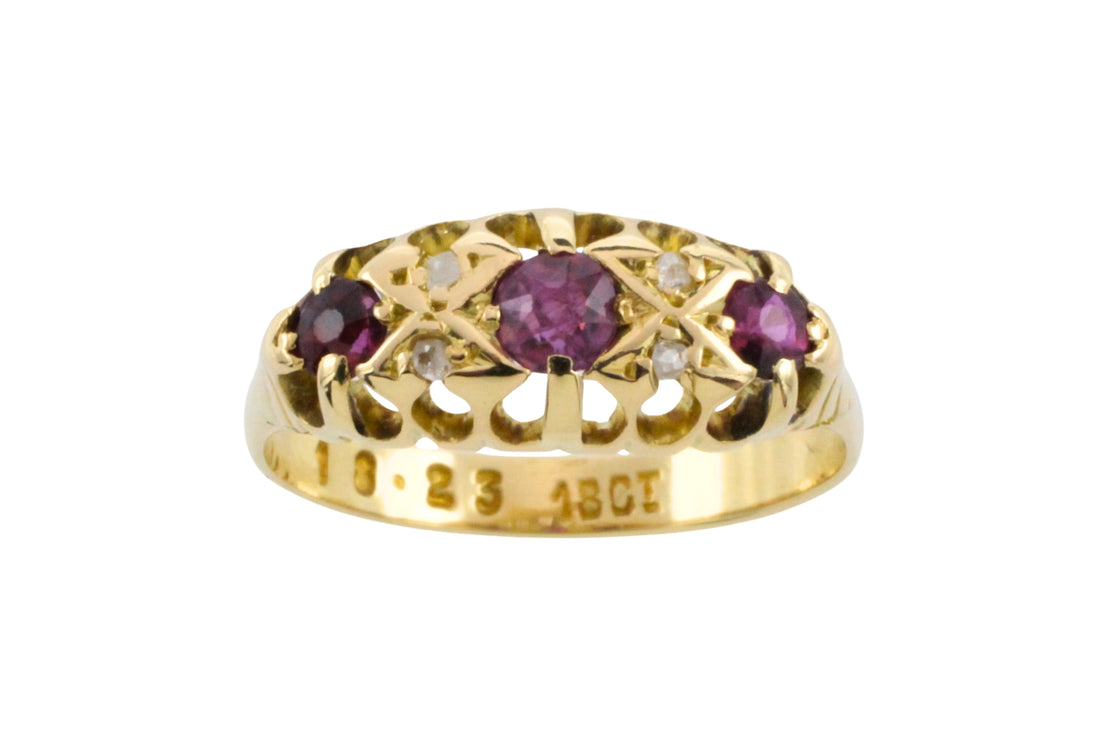 Edwardian ruby and rose diamond ring