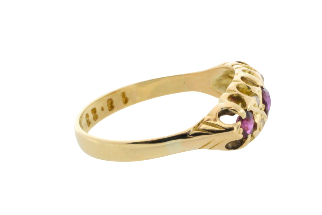 Edwardian ruby and rose diamond ring