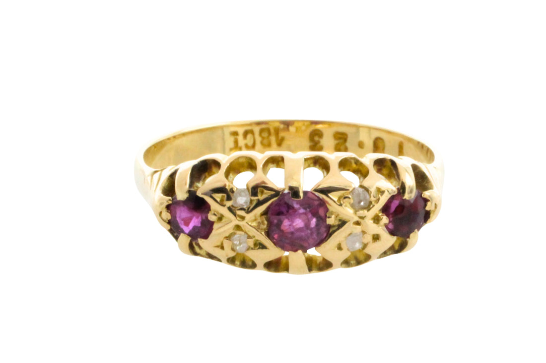 Edwardian ruby and rose diamond ring