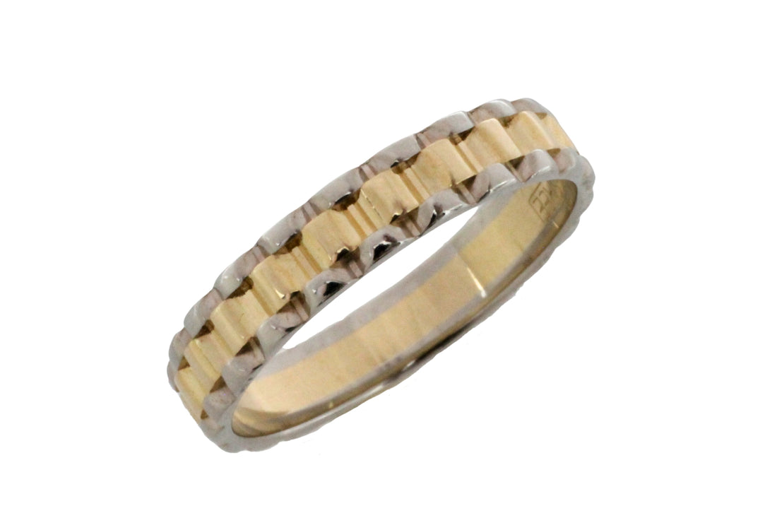 Watch band style ring in 14 carat gold-wedding rings-The Antique Ring Shop