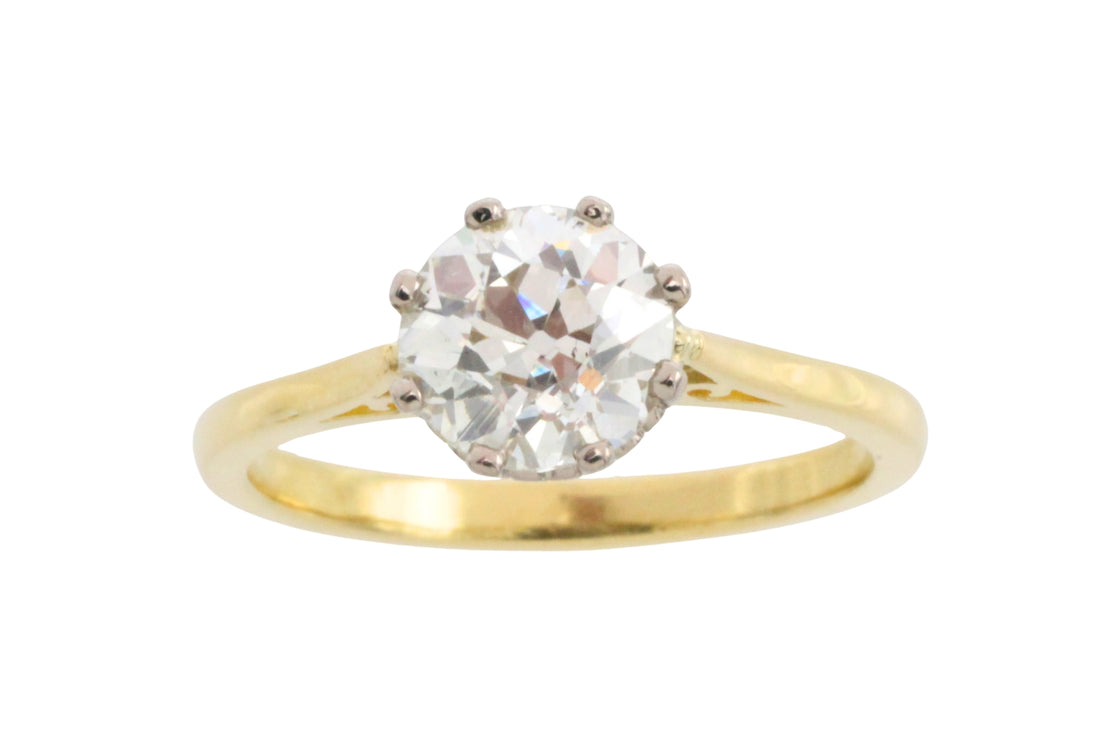 Old European cut diamond solitaire ring-engagement rings-The Antique Ring Shop