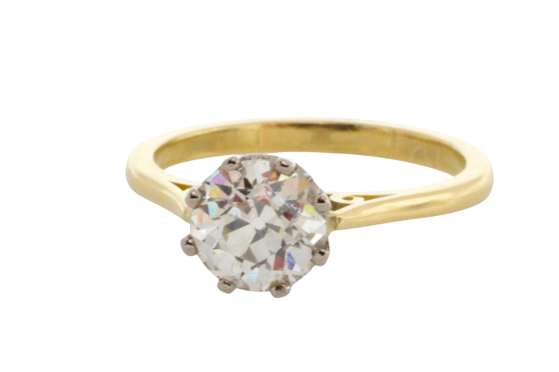 Old European cut diamond solitaire ring-engagement rings-The Antique Ring Shop