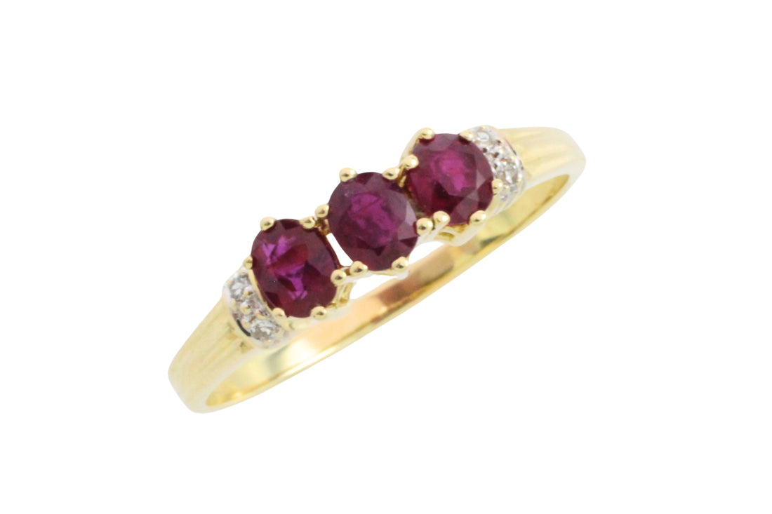 Ruby and diamond ring in 14 carat gold