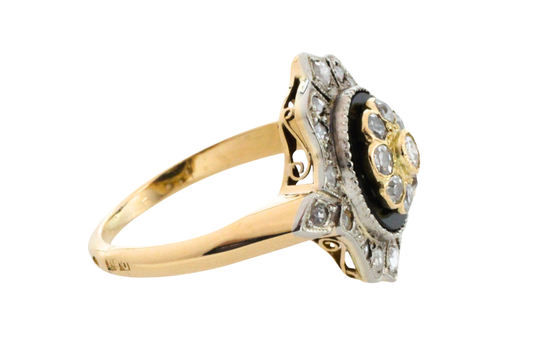 Antique onyx and diamond ring-Antique rings-The Antique Ring Shop