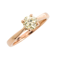 Old cut diamond solitaire ring in rose gold-Vintage Rings-The Antique Ring Shop